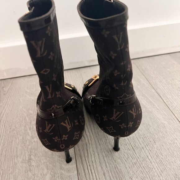 Louis Vuitton Mimosa Mini Lin Monogram Ankle Boots 7.5 - Picture 5 of 15